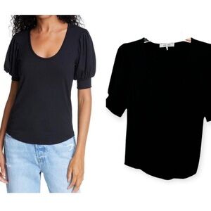 Frame puff sleeve scoop neck Top